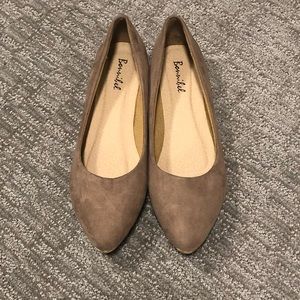 Nude suede flats